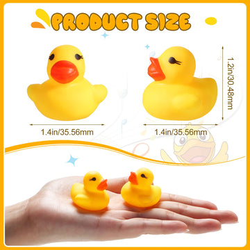 Teling 200 Pcs Mini Rubber Ducks in Bulk Yellow Small Rubber Ducks Bulk Tiny Squeak Duckies for Birthday Party Favor Gift(1.57 x 1.57 x 1.18 Inch)