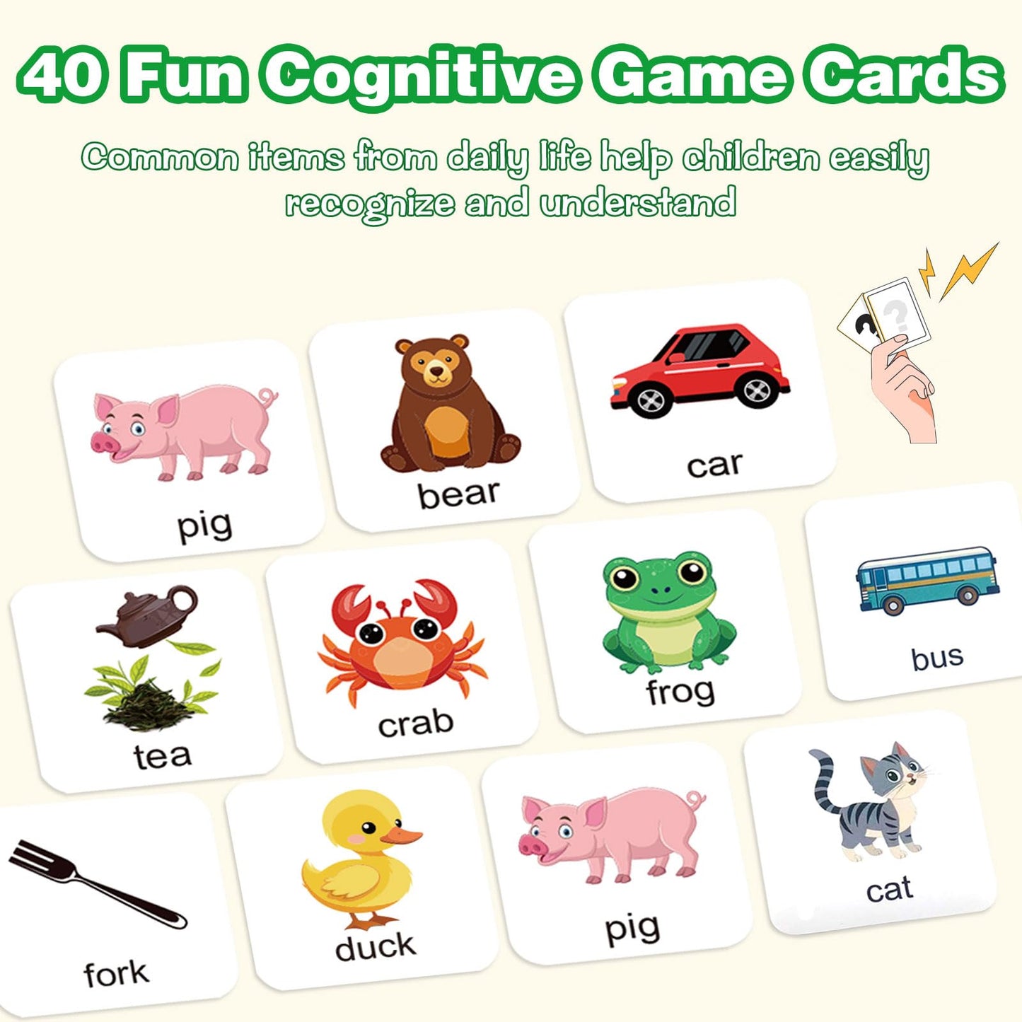 Alphabet Puzzle Matching Game, 16 ABC Blocks Word Memory Game with 40 Cards, Preschool Letter Recognition Learning & Educational Toys for Toddlers