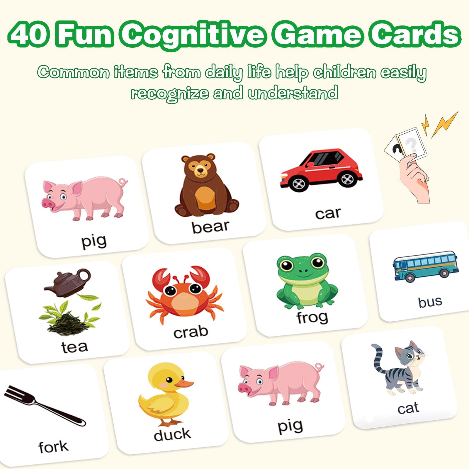 Alphabet Puzzle Matching Game, 16 ABC Blocks Word Memory Game with 40 Cards, Preschool Letter Recognition Learning & Educational Toys for Toddlers
