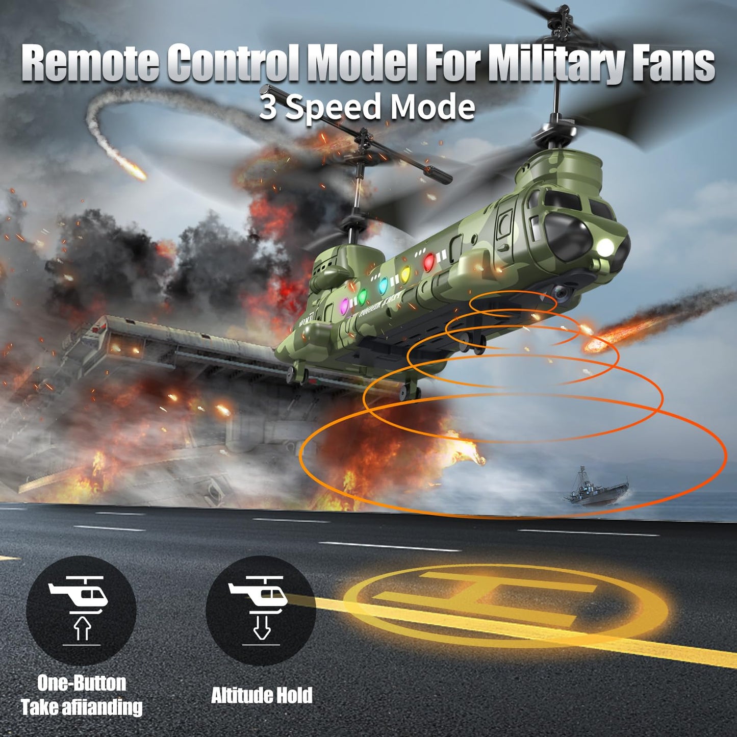 OBEST LM19-D Chinook RC Helicopter with Camera, Remote Control Military Toy
