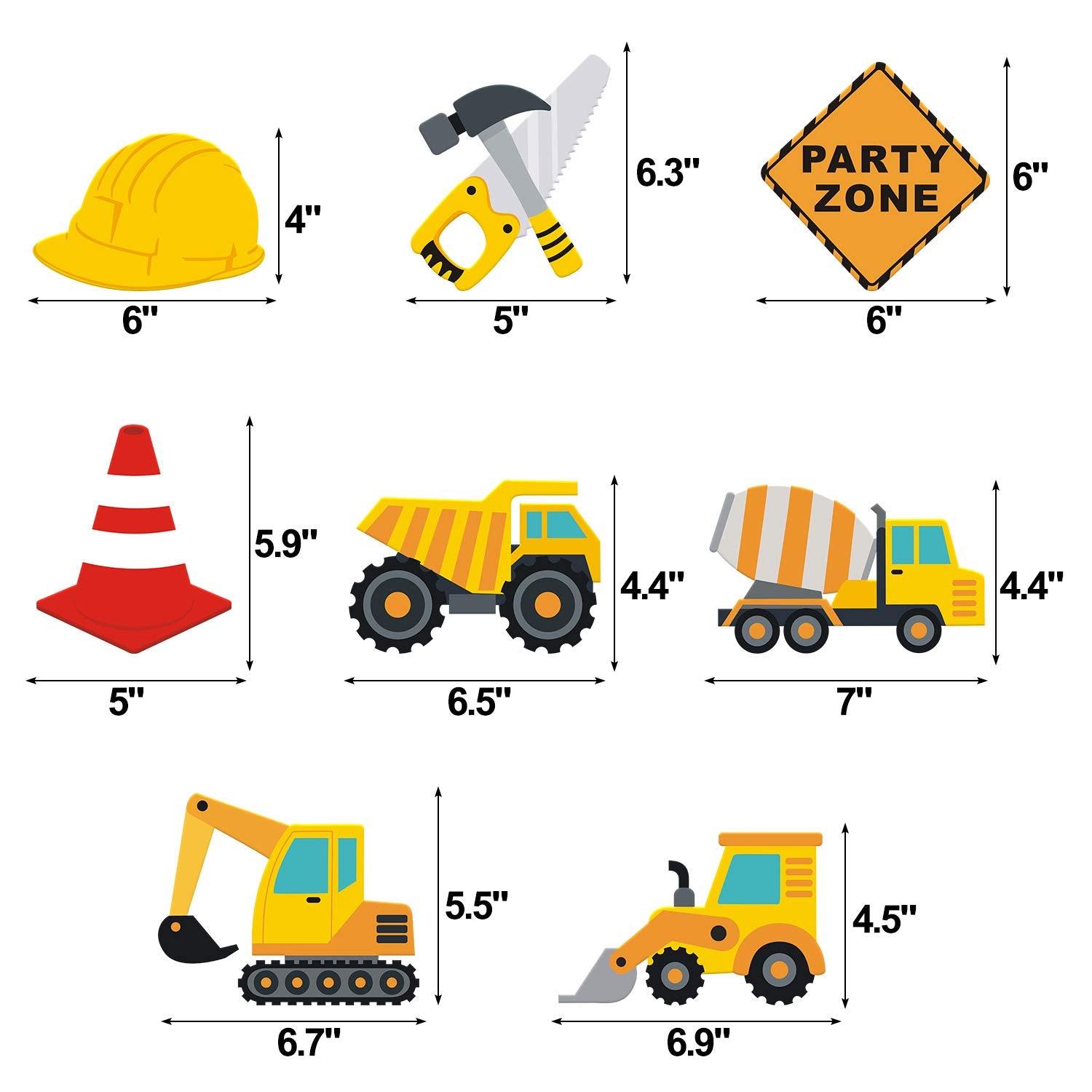 Faisichocalato 16pcs Construction Party Centerpiece Dump Truck Car Table Topper Decoration Zone Birthday Party Supplies