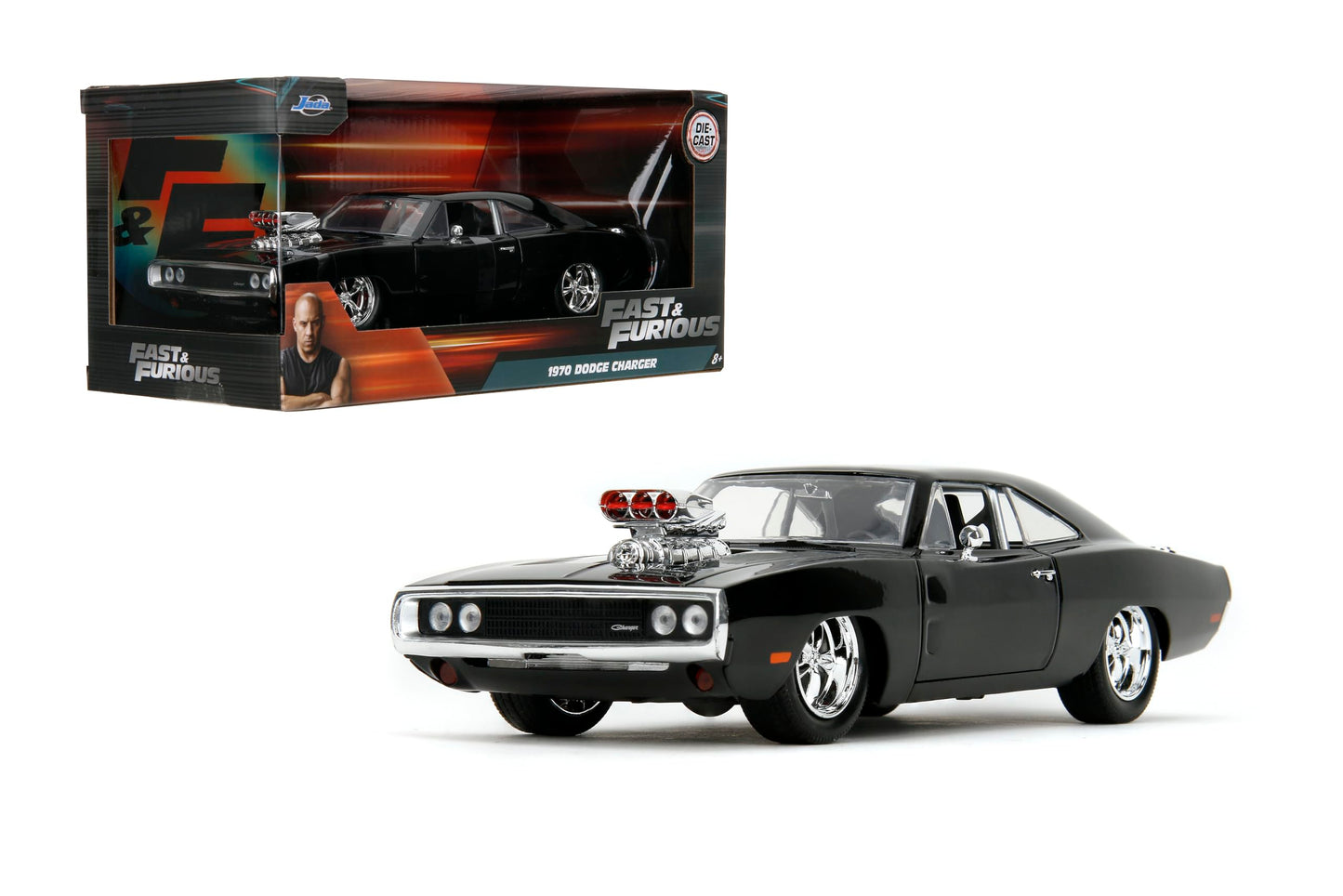 Jada Toys Fast & Furious 1970 Dodge Charger Die-Cast Car - 1:24 Scale, Highly Detailed Fast & Furious Movie Replica, Collectible Model, for Ages 8+