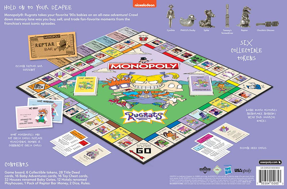 Monopoly Rugrats Board Game | Based on The Nickelodean Series Rugrats | Officially Licensed Rugrats Merchandise | Themed Classic Monopoly Game