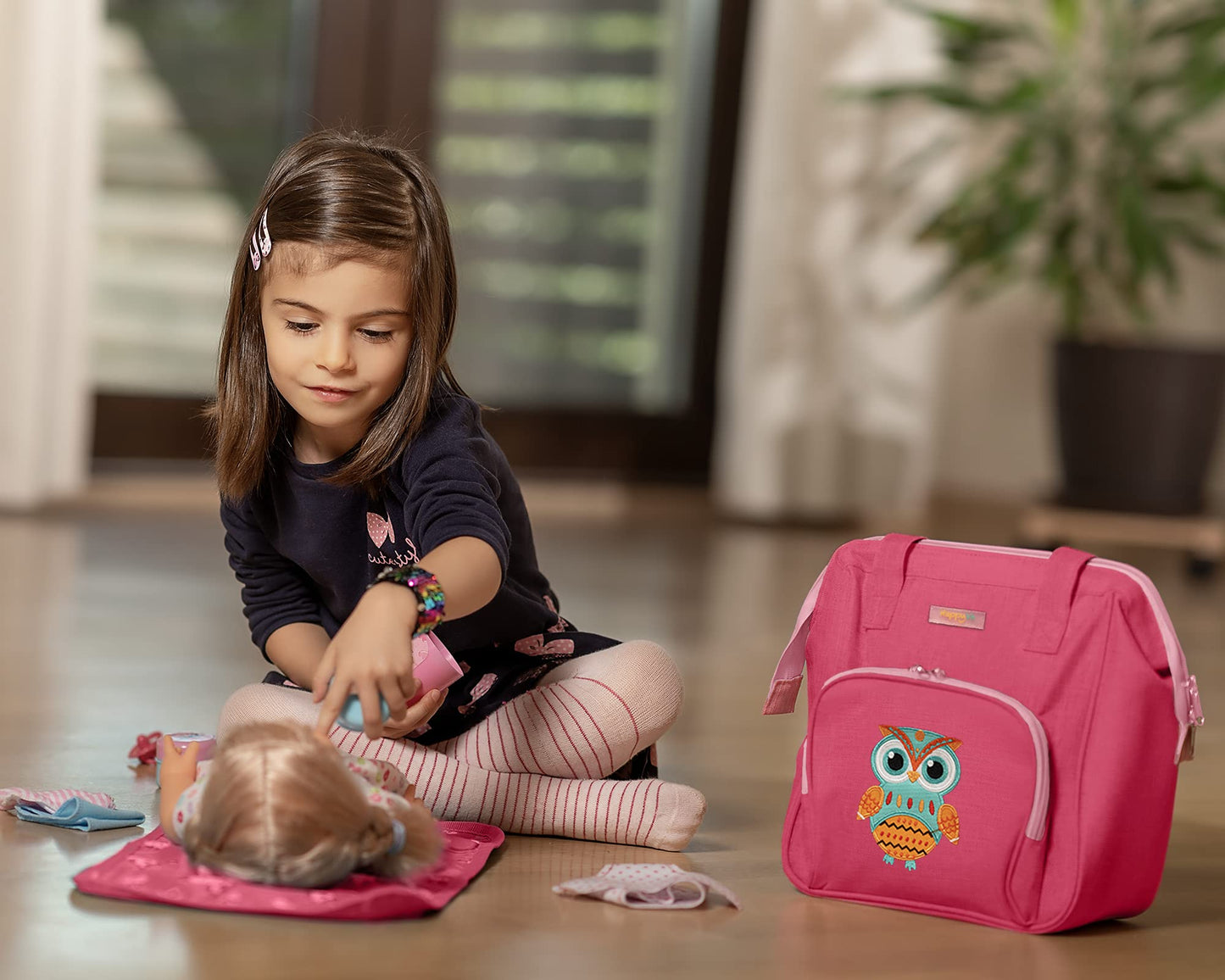 HappyVk Baby Doll Diaper Bag with Changing Pad - Realistic, Spacious & Comfortably Designed for Pretend Play