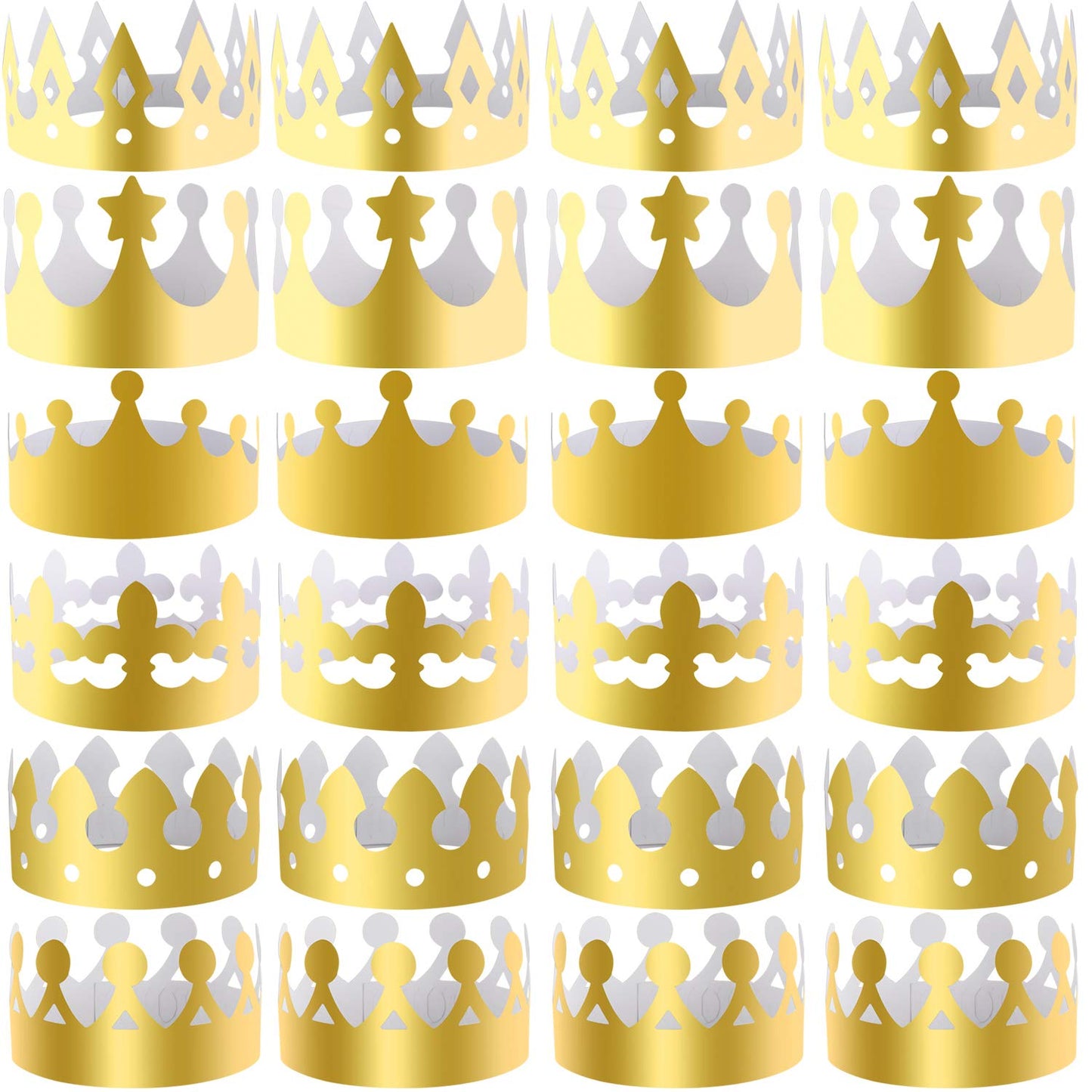 SIQUK 30 Pieces Paper Crowns Gold Paper King Crown Hats Golden Birthday Party Crown for Kids Adults