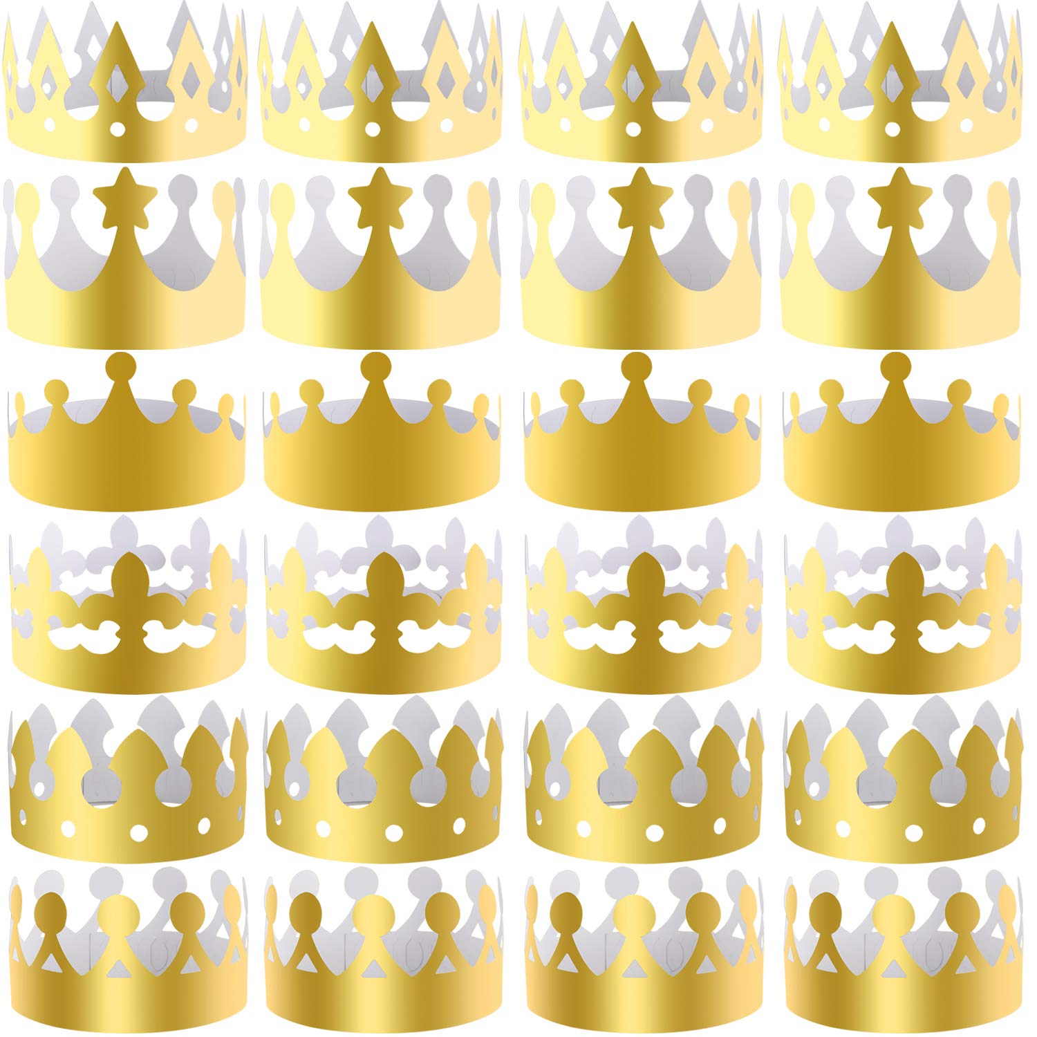 SIQUK 30 Pieces Paper Crowns Gold Paper King Crown Hats Golden Birthday Party Crown for Kids Adults