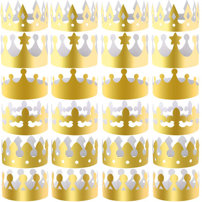 SIQUK 30 Pieces Paper Crowns Gold Paper King Crown Hats Golden Birthday Party Crown for Kids Adults