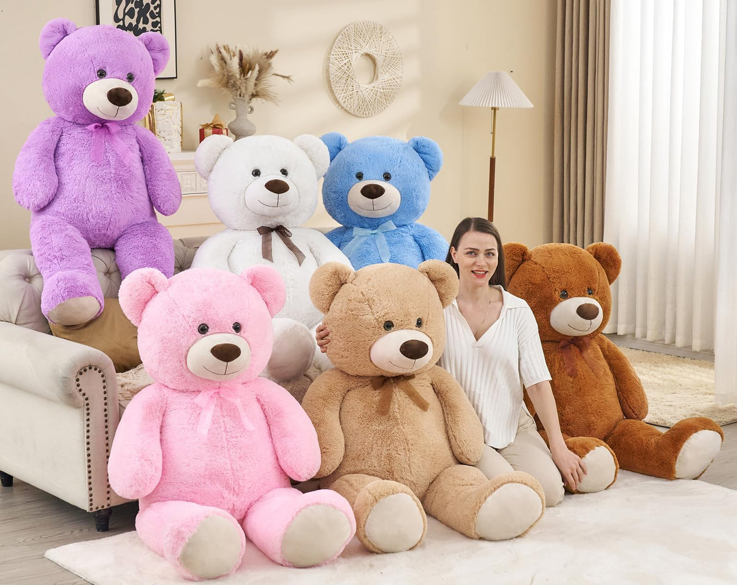 Toys Studio Ultra Soft Teddy Bear 51 inch Giant Stuffed Animal for Girls Large Stuffed Teddy Bear Plush Toy Women Kids Gifts Christmas Easter