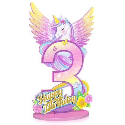 Unicorn Birthday Decorations Wooden Unicorn Number 3 Sign Table Centerpiece