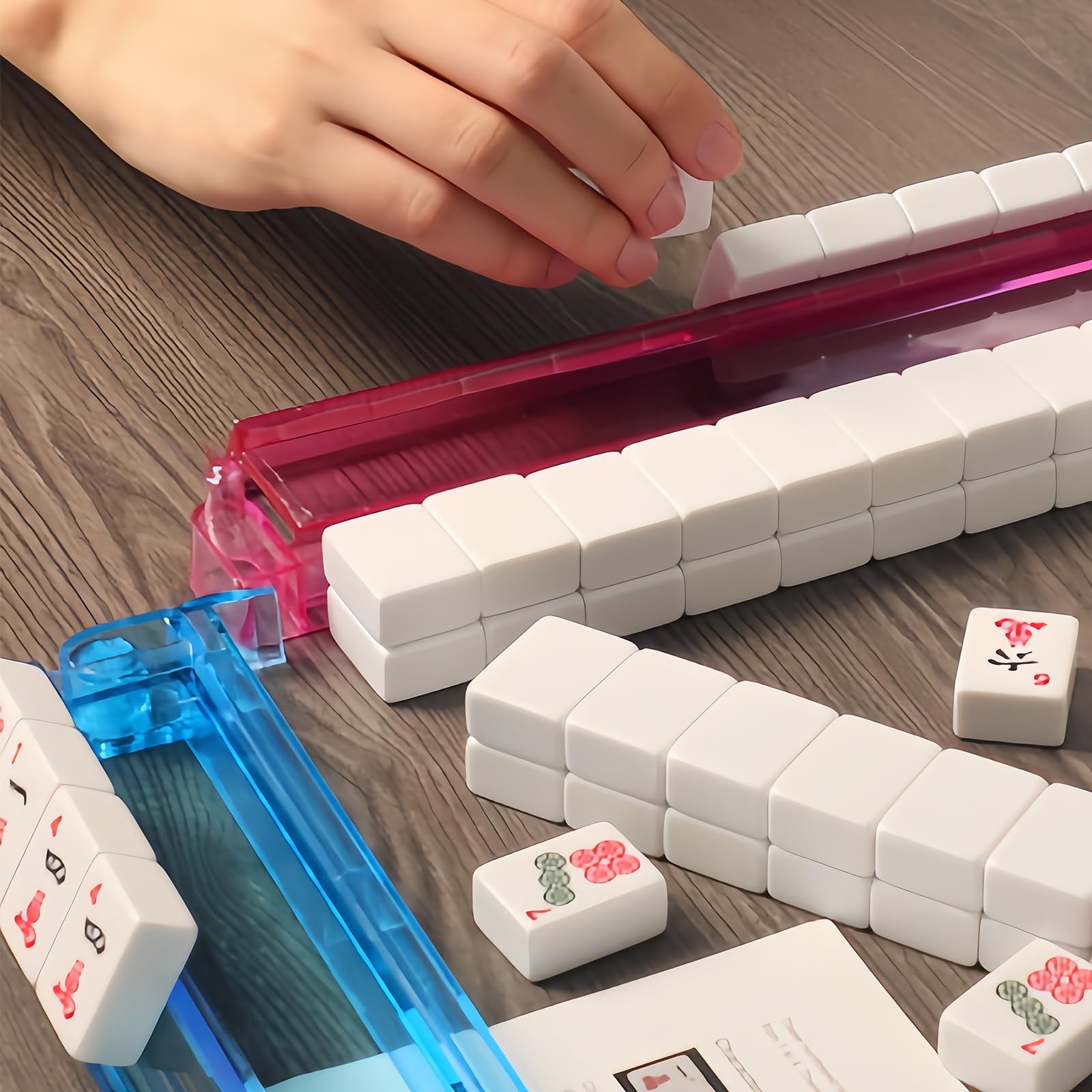 EdenRiver Mahjong Tile Set with Mahjong Tile, Mahjong Racks with Pushers, Mahjong Tile Bag - Full American Mahjong Game Set for Travel, Home & Party