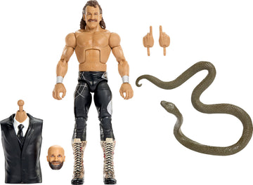 Mattel WWE Elite Collection Action Figure & Accessories, Premium Live Event Jake “The Snake” Roberts Set, Wrestlemania with Sam Roberts Build-A-Figure
