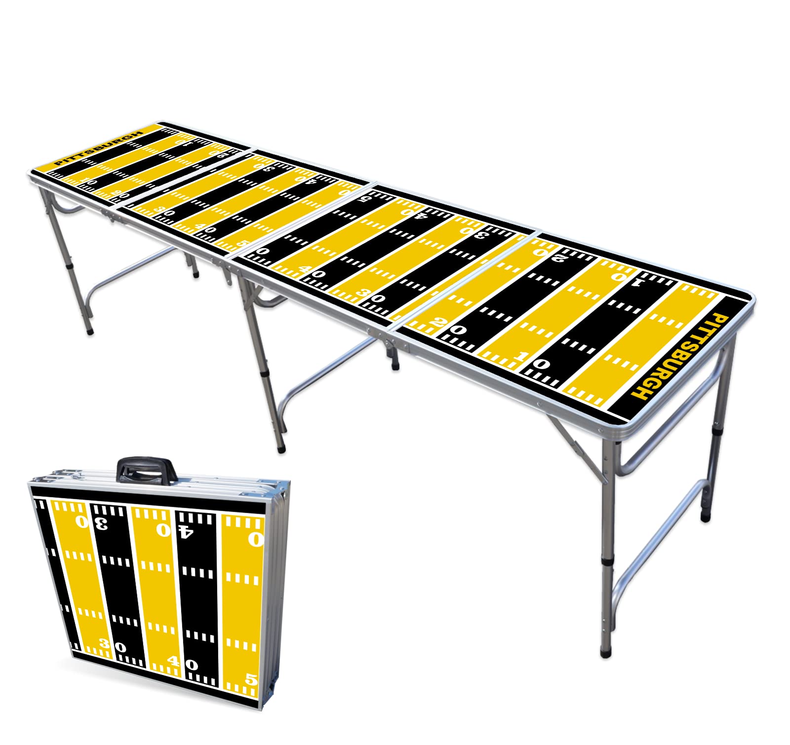 8-Foot Professional Beer Pong Table - Pittsburgh Football Field