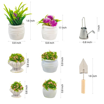 SAMCAMI Miniature Dollhouse Accessories, Mini Plants for 1 12 Scale Dollhouse, Miniature Fairy Garden Accessories, 14 Pieces (No.1)