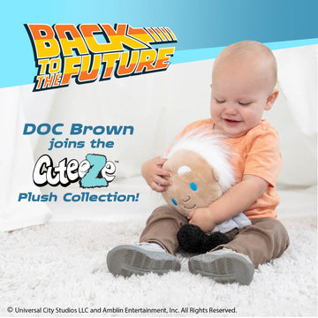 Back to The Future Doc Brown Cuteeze Stuffed Plush Toy - 12 Inch Extra Soft Plushie - Crinkle Sound in Ears - Beans in The Body for Comforting Feel