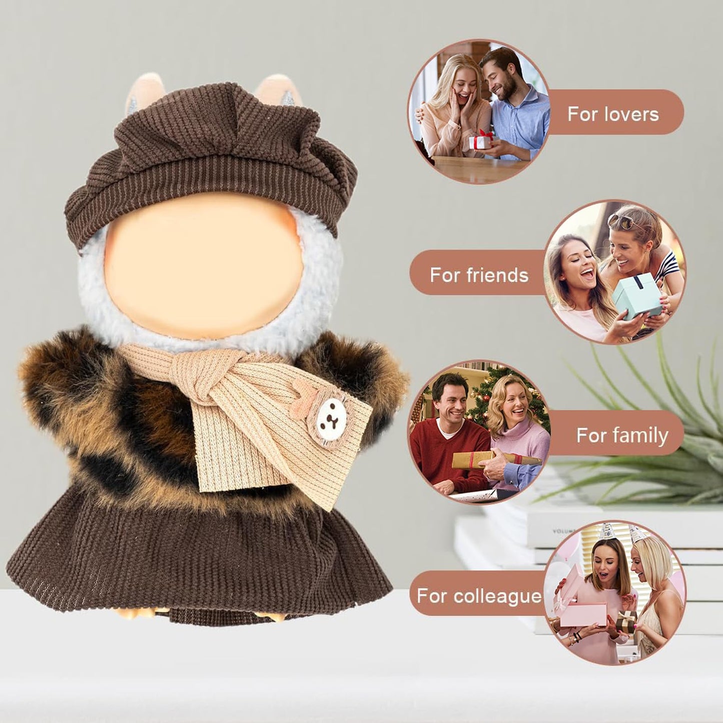 Clothes for Lububu 17cm Dolls(NO Doll) Outfit with Accessories Suit for Lububu Cute Stylish Dress Up Set for lububu Patterned Skirt