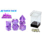 Gate Keeper Games and Dice: Aether Dice: Amethyst - 7pc Set, Purple & White Glitter Swirl, 7 Resin Dice for Role Playing Games