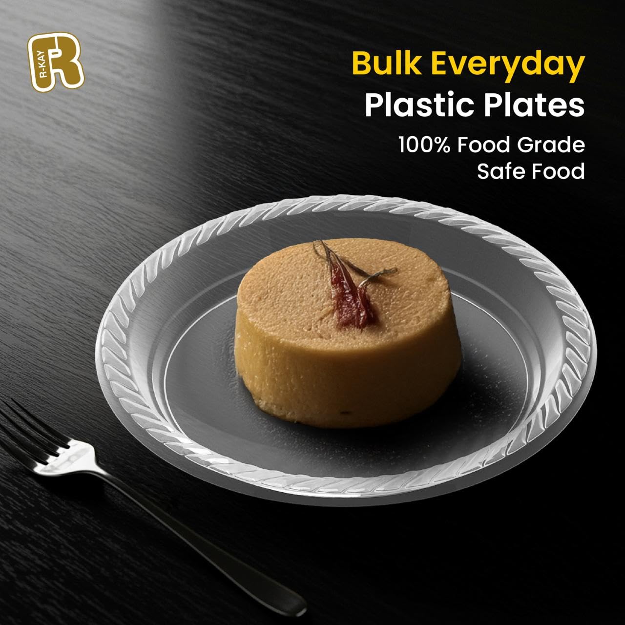 R-kay 100 Pack 6 Inch Clear Plastic Plates - Heavy Duty Small Dessert Plates - Microwavable Small Appetizer Plates - Premium 6 inch Disposable Plates