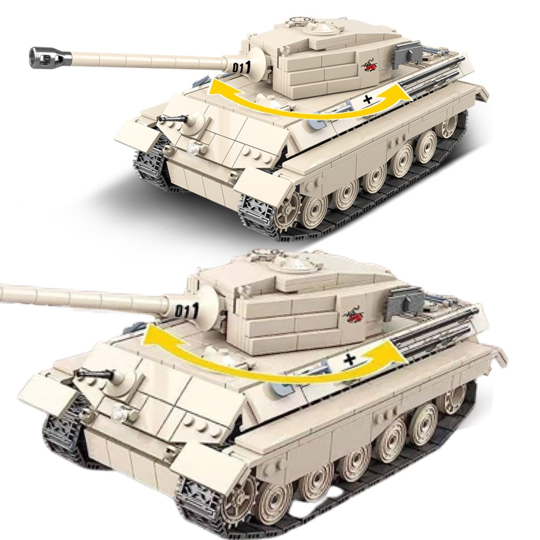 General Jim's Military Brick Building Set - WW2 German Army King Tiger Panzer VI Tank Building Blocks Model Set for Military, World War 2 and Building