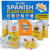 300 Bilingual English Spanish Flash Cards for Adults & Kids Ages 12+ Beginners - Noun Vocabulary with Pictures, Pronunciation, Sentences, Adult Self