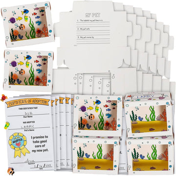 Fun Express Color Your Own Desk Pet Ocean Habitat with Adoption Certificates - VBS Vacation Bible School Supplies/Decor - 12 Pieces