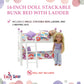 Emily Rose 14 Inch Doll Bunk Bed Set - Stackable Wooden Furniture with Bedding & Ladder - Compatible with American Girl Wellie Wishers and Glitter