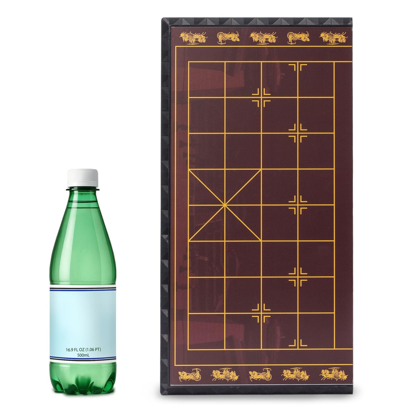 Yellow Mountain Imports Large Chinese Chess (Xiangqi) Magnetic Travel Board Game Set (14.6-inch) with Black Playing Pieces