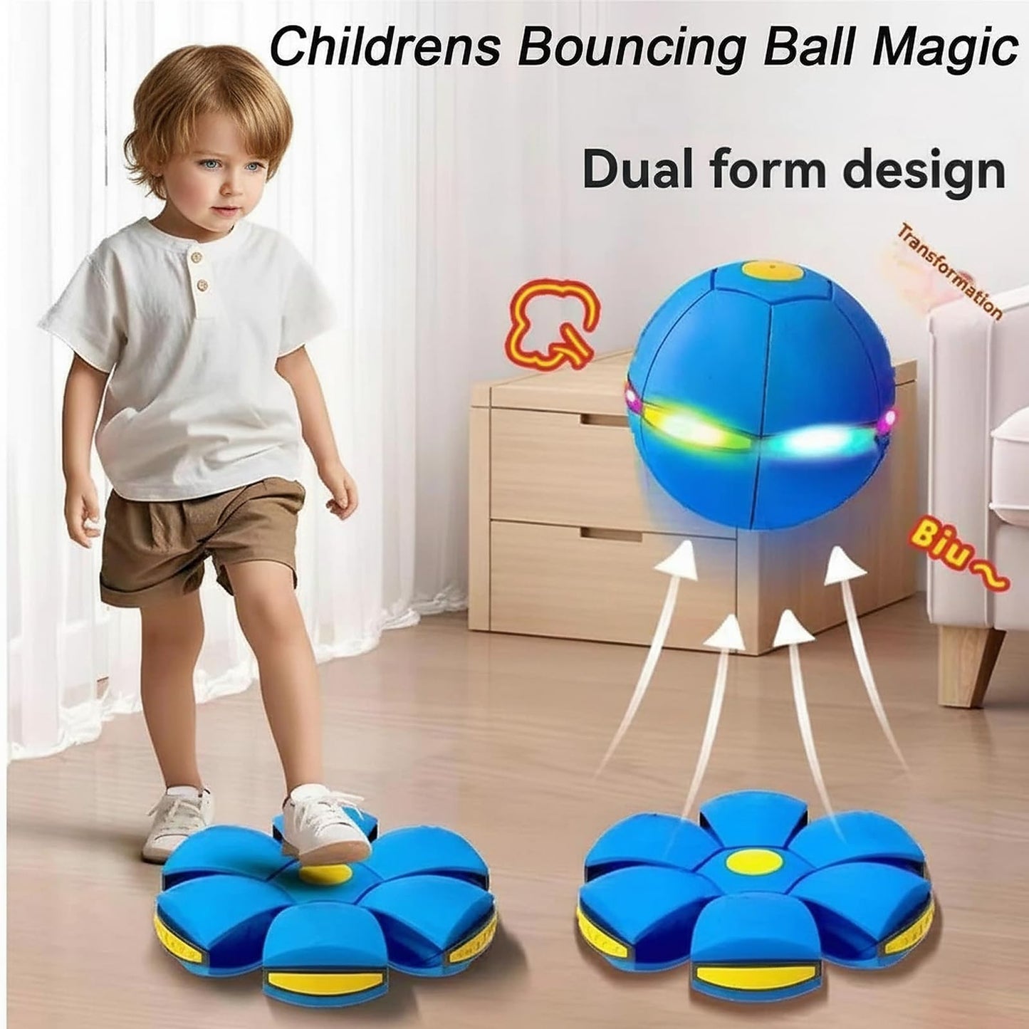 AITIDE Magic Bouncing Ball, Magic Bouncing Ball with 6 Light, Dual Form Freely Switchable, Parent-Child Interaction Suitable for Indoor & Outdoor Use