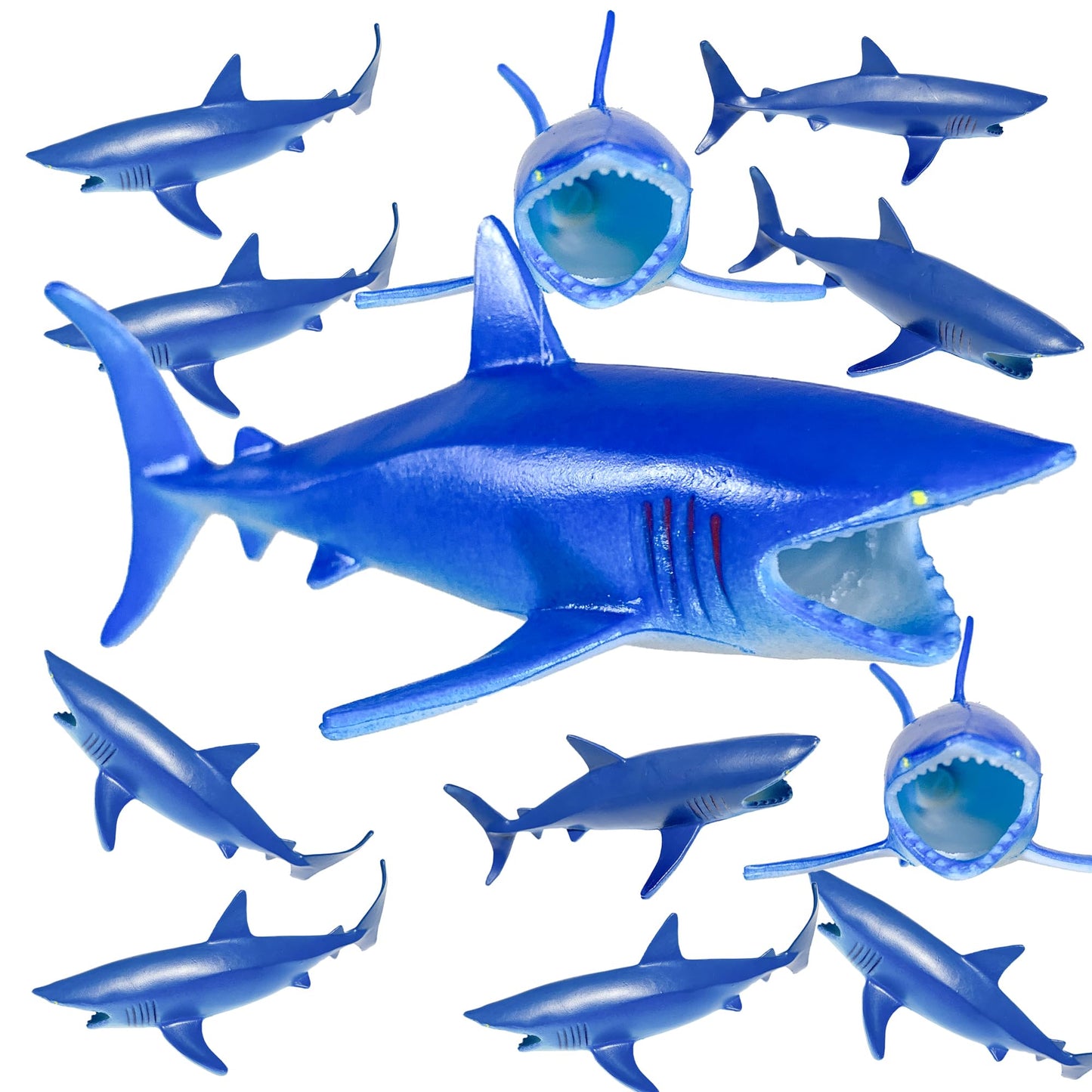 Akkeel Direct 12pcs Plastic Sharks for Drinks - Great Decor for Party Shark Theme Party, Vinyl Sharks for Lemonade & More (12)