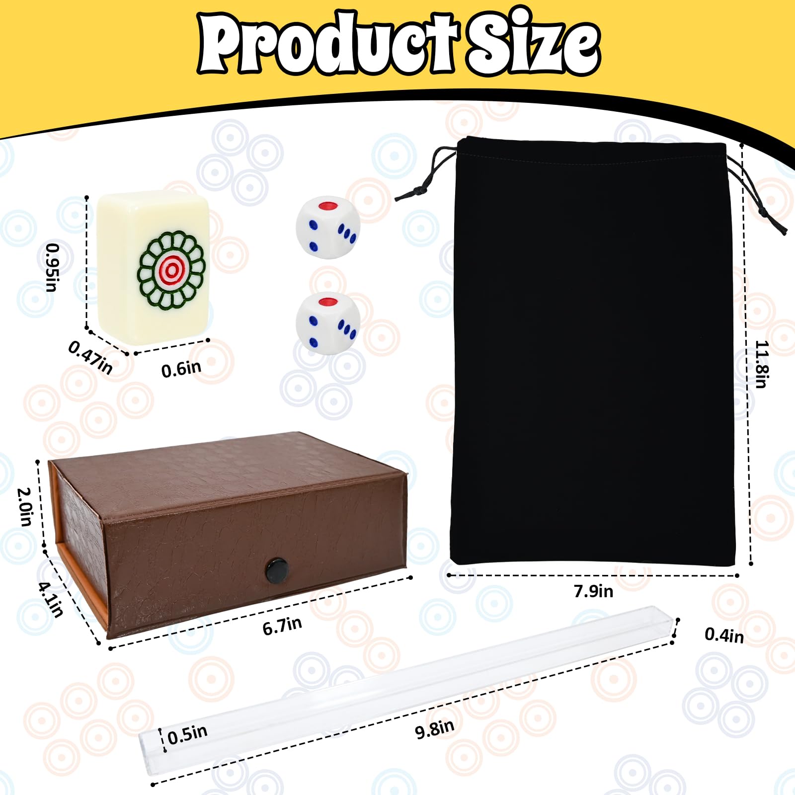 Xelbreelark Portable Mini Mahjong Set with Storage Case,144 Chinese Tiles,2 Game Dice and 4-in-1 Rack for Travel,no Joker Tiles,Camping,Family