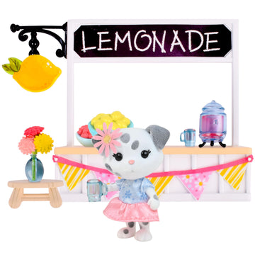 Honey Bee Acres Sweet & Sour Lemonade Stand, Complete Set with Miniature Flocked Doll Figure, 9 Pieces , Ages 3+