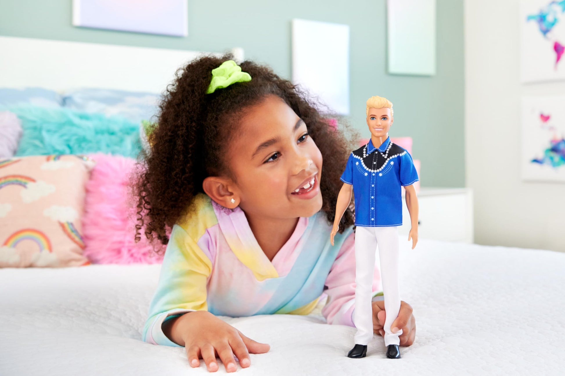 Barbie Fashionistas Ken Doll #226 Wearing a Removable Western Shirt, Pants & Boots, Blonde Fashion Doll, 65th Anniversary Collectible