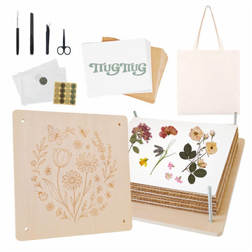 TTUGTTUG Flower Press Kit for Adults, 11" x 11" Large Wooden 10-Layer Press for DIY Floral Art, Wedding Flower Drying, Great Gift for DIY Flowers