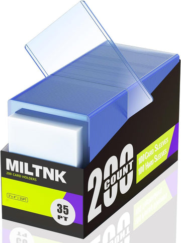 200 Card Sleeves Hard Plastic, Baseball Top Card Holder, Trading Cards Cases Protectors for Sports Football PKM TCG MTG Game Cards (100 Hard Sleeve +