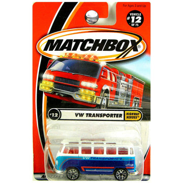 Matchbox VW Transporter Truck, 1:64 Scale, Blue&white, Highway Heroes Series, 1 of 5, 2000, 4+
