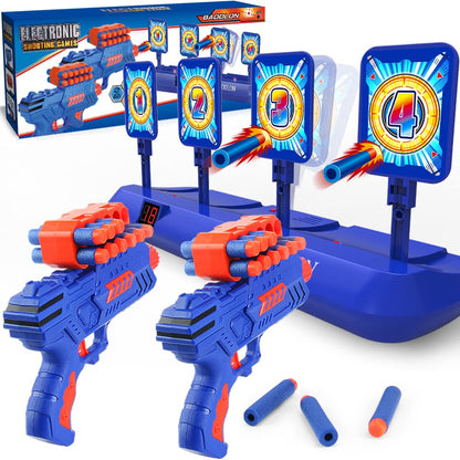 BAODLON Digital Shooting Targets with Foam Dart Toy Gun, Electronic Scoring Auto Reset 4 Targets, Shooting Game Toys Gifts for Age of 5, 6, 7, 8, 9