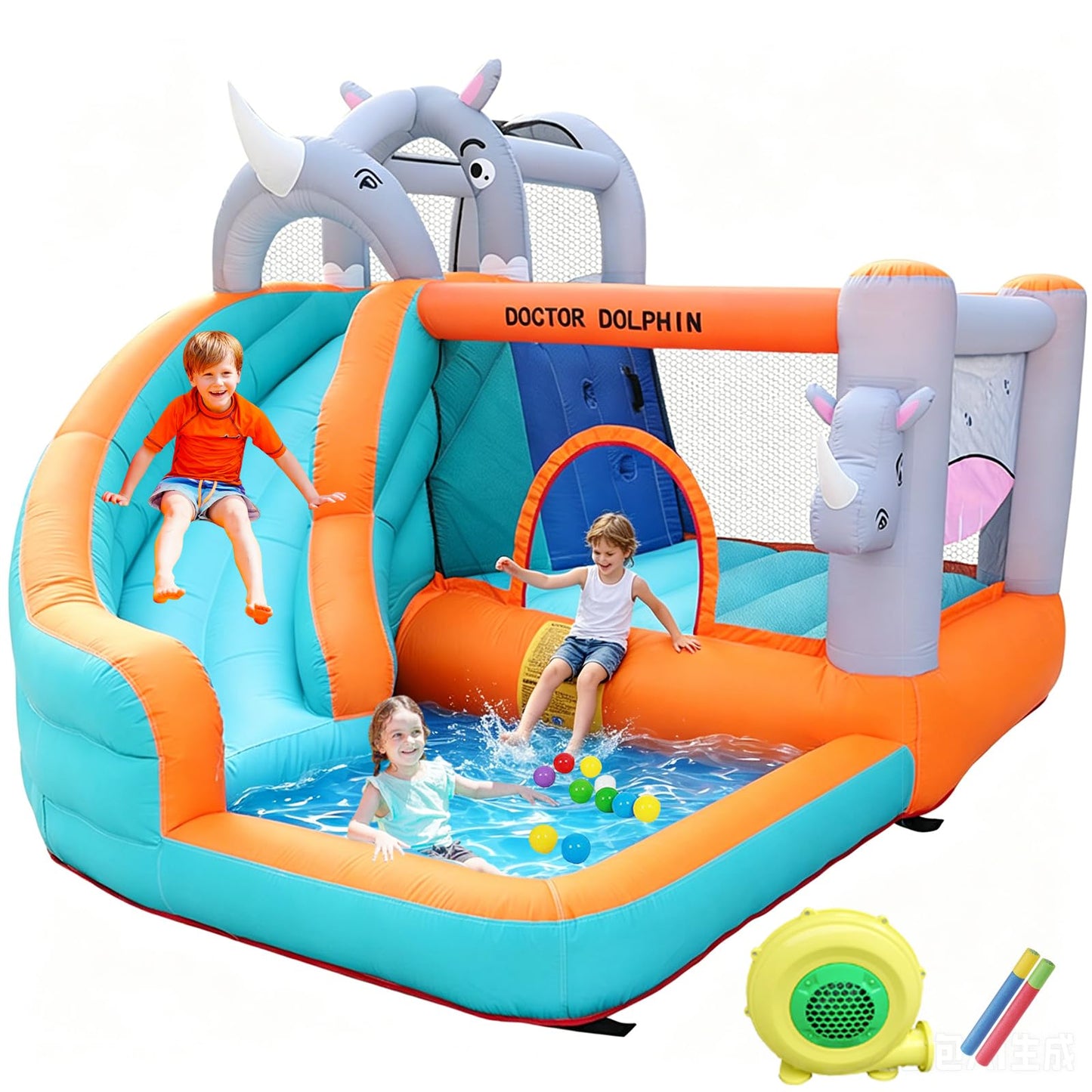 SunSports Inflatable Water Slide for Kids Backyard, Bounce House for Kids, Water Bounce House with Waterslide, Blow Up Water Park Bouncy House