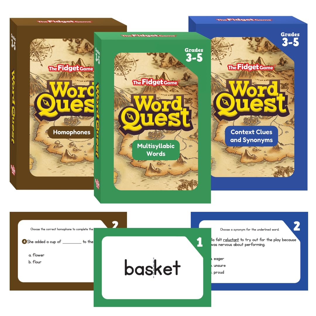 The Fidget Game Word Quest, Vocabulary Building Flash Card Game, Grades 3-5