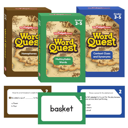 The Fidget Game Word Quest, Vocabulary Building Flash Card Game, Grades 3-5