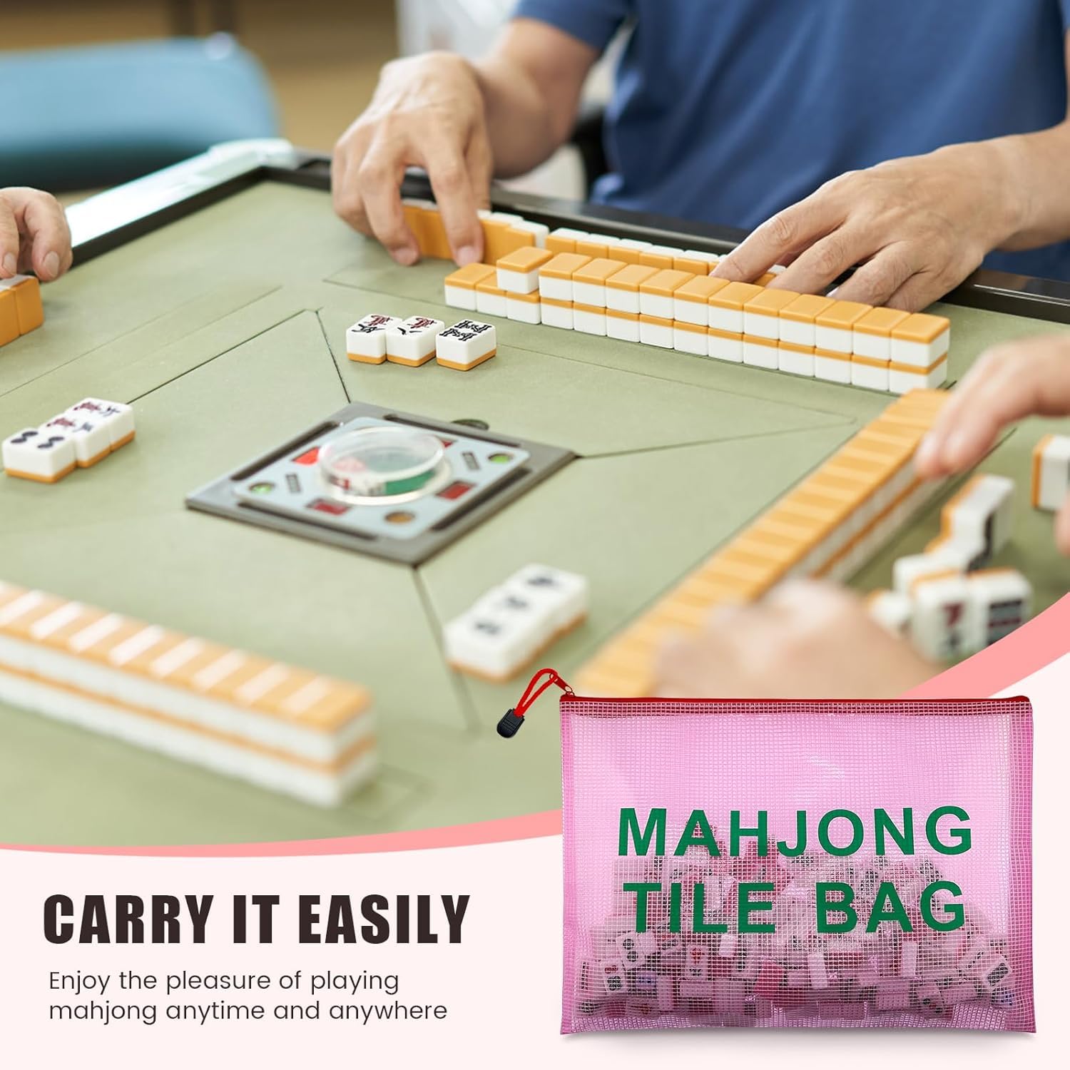 czzwak 2Pack Mahjong Tile Bag, Case for American Mah jong, Mahjong Gifts Accessories, Red