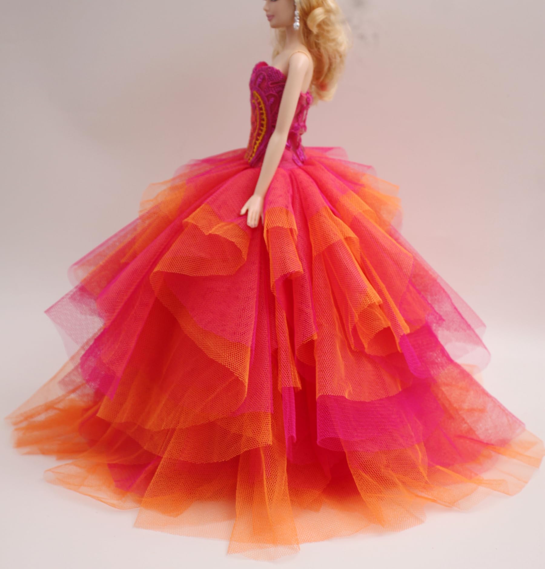 Cora Gu Handmade Orange Dress Fit 12 inch Doll and Doll Not Included
