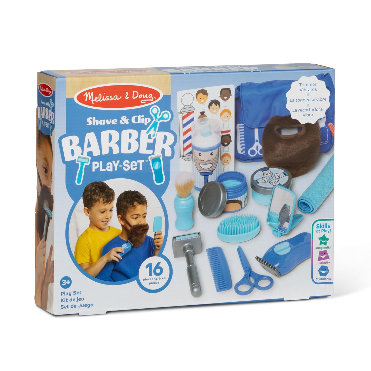 Melissa & Doug Barber Shop 16-Piece Shaving Accessories Pretend Play Set