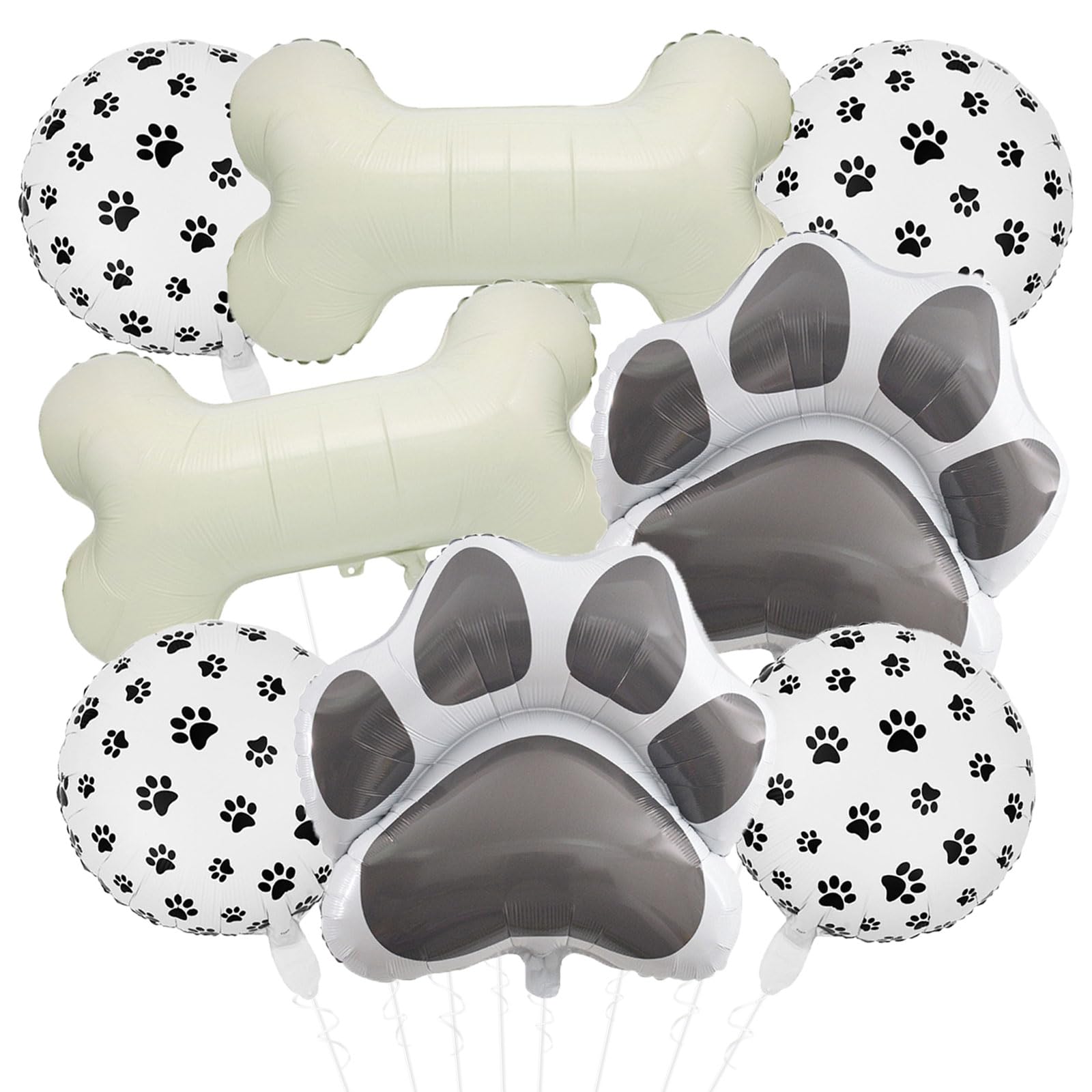 8 Pcs Dog Balloons 30 Inch Bone Foil Balloons Paw Print Balloon Dog Birthday Decorations Grey Dog Paw Balloon Pets Puppy Themed Birthday Party