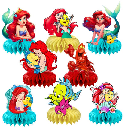 8Pcs Mermaid Table Centerpieces Birthday Party Supplies Double Side Table Decorations for Girls Party Decorations