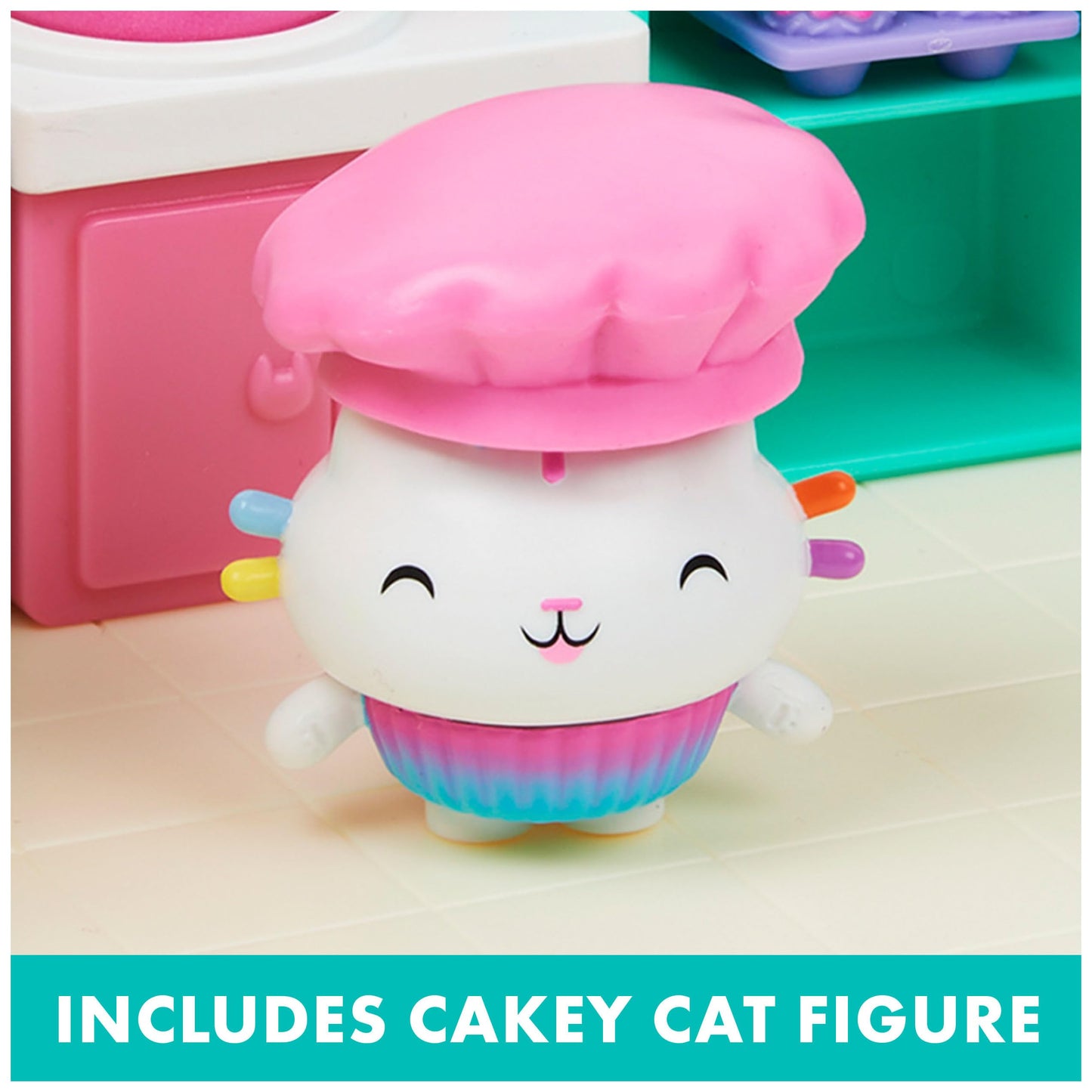 Gabby’s Dollhouse, Bakey with Cakey Kitchen with Figure and 3 Accessories, 3 Furniture and 2 Deliveries, Kids Toys for Ages 3 and up
