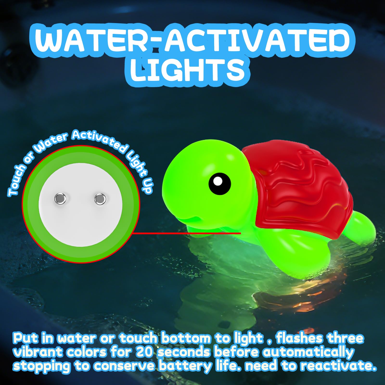 ZGLYMUS Light Up Bath Toys,No Hole Mold Free Baby Bath Toys,Ocean Animal Water-Activated Lights Flashes and Change Color,Sensory Lights Toys