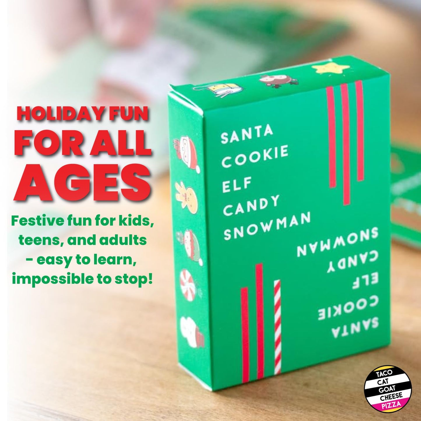 Santa Cookie Elf Candy Snowman Christmas Edition Holiday Card Game by Taco Cat Goat Cheese Pizza | Great for Stockings and White Elephant Gift | Fun