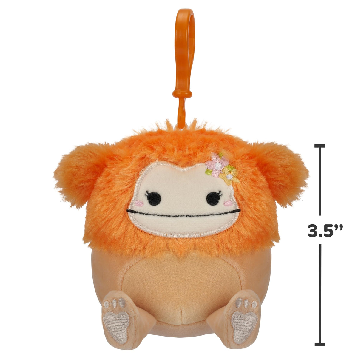 Squishmallows 3.5"" Clip-On Shasta The Bigfoot, Small, Orange