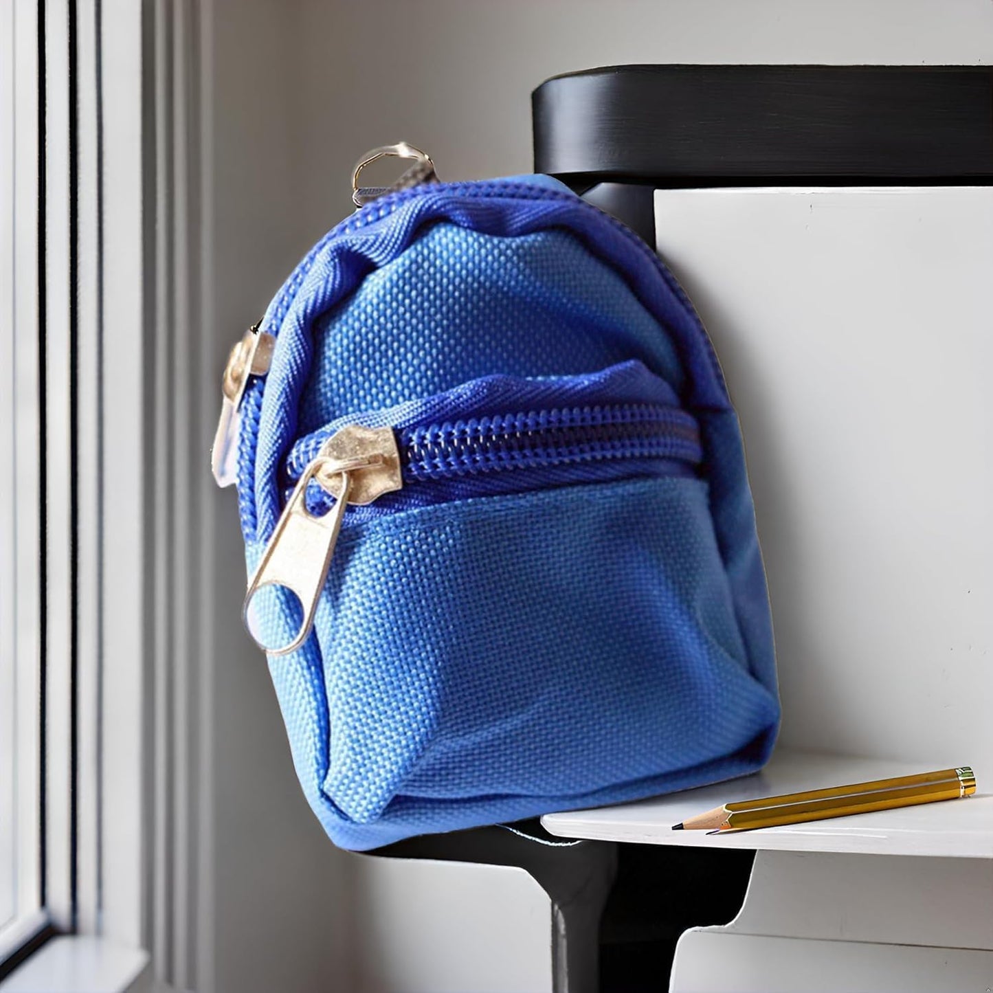 2Pcs Blue Mini Doll Backpack School Bag Model Dollhouse School Accessory for 1/6 Scale Décor,Simulation Mini School Bag Model, for Doll House