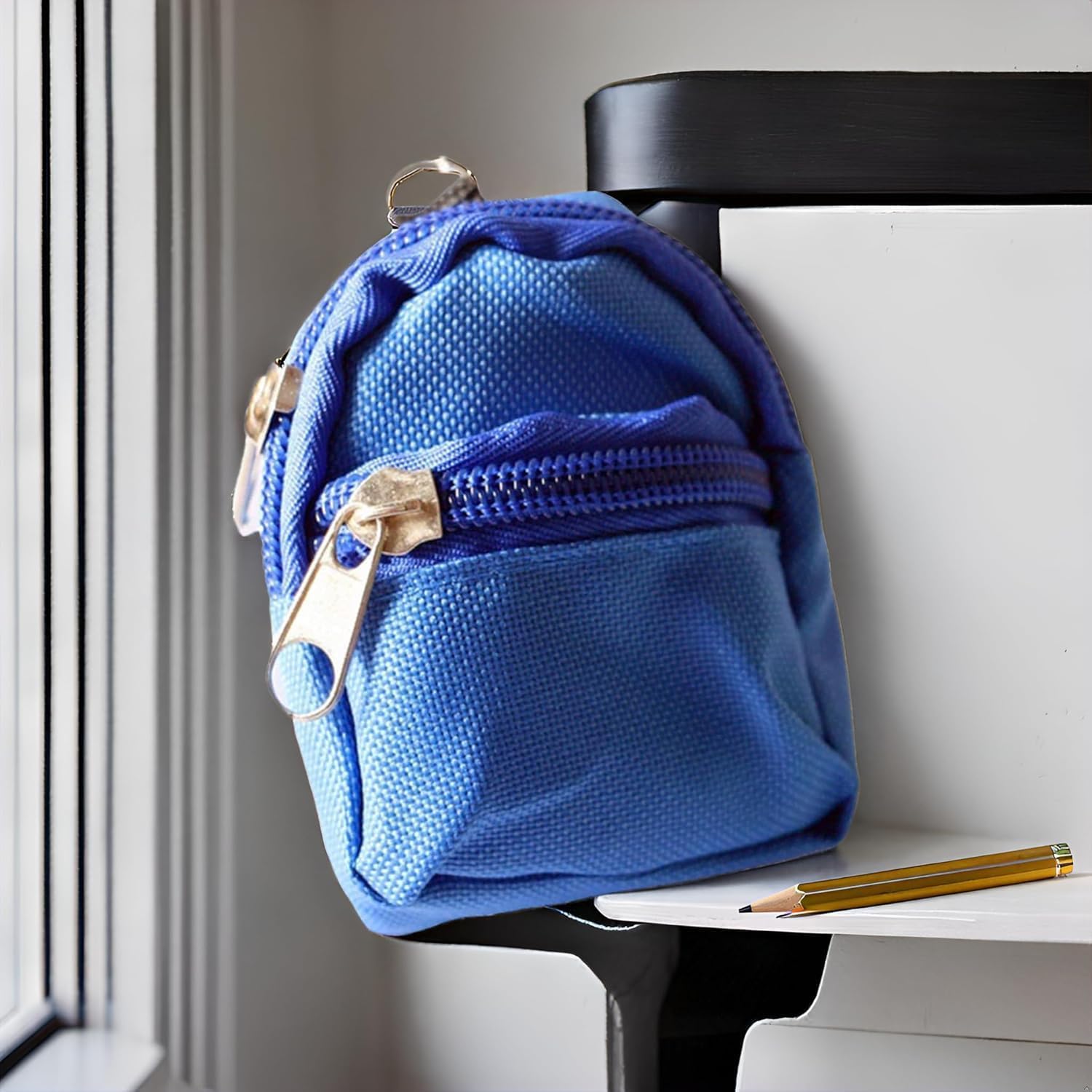2Pcs Blue Mini Doll Backpack School Bag Model Dollhouse School Accessory for 1/6 Scale Décor,Simulation Mini School Bag Model, for Doll House