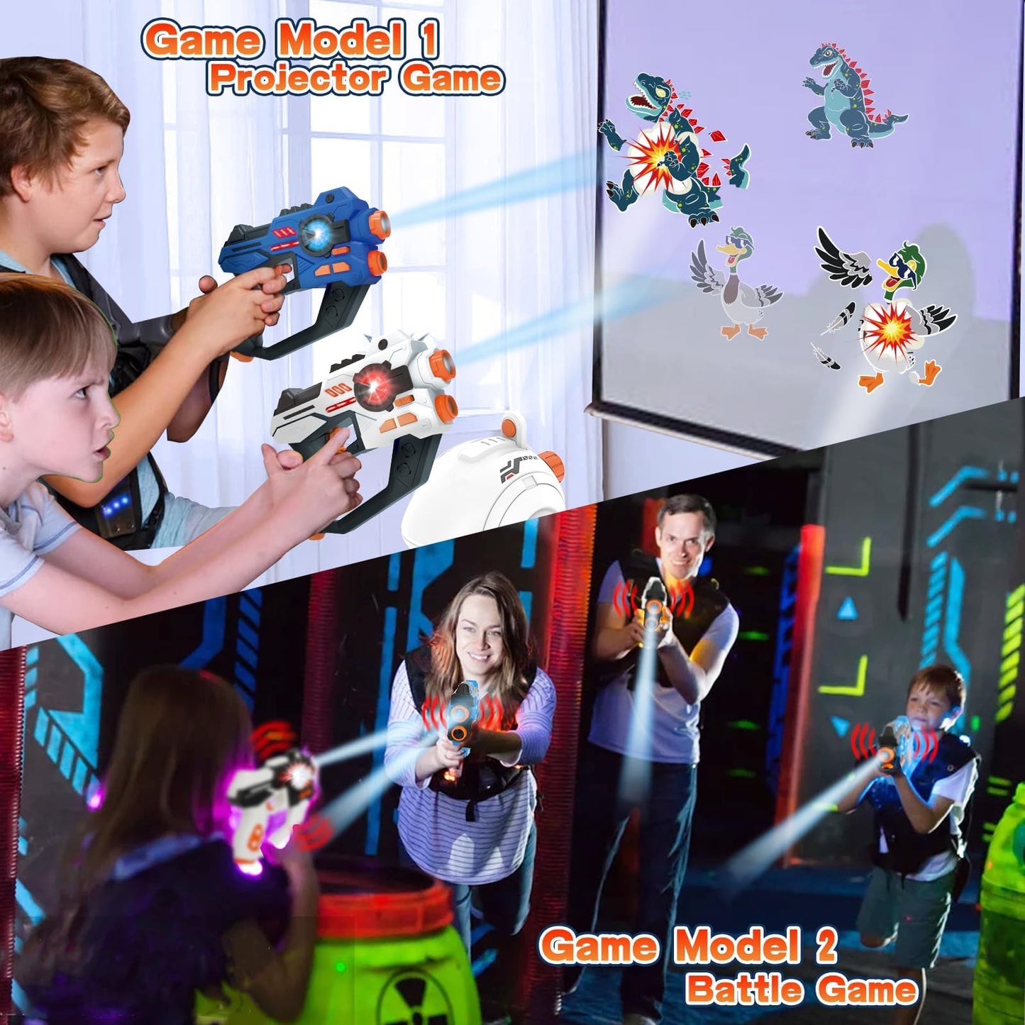 HISTOYE Laser Tag Guns Set of 2 with Projector Shooting Game for Kids Teens